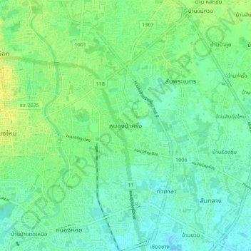 Carte topographique หนองป่าครั่ง, altitude, relief