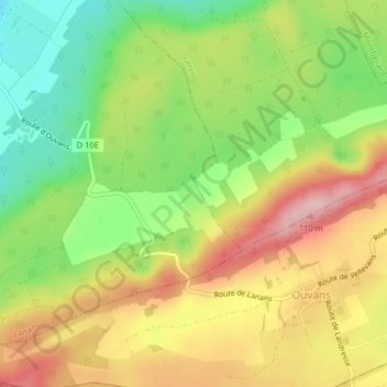 Carte topographique Grotte de Lanans, altitude, relief