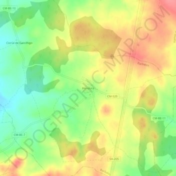 Carte topographique Hondura, altitude, relief