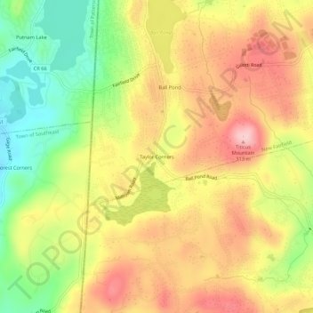 Carte topographique Taylor Corners, altitude, relief