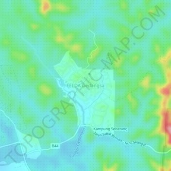 Carte topographique FELDA Gedangsa, altitude, relief