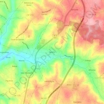 Carte topographique Agodim, altitude, relief