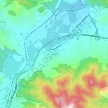 Carte topographique Beni jmaà, altitude, relief