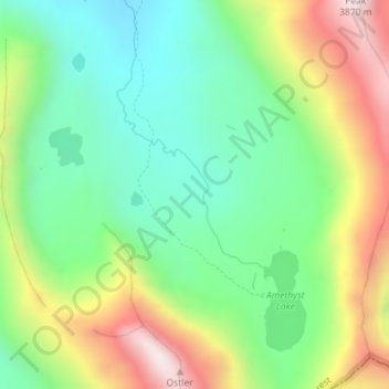 Carte topographique Amethyst Basin, altitude, relief