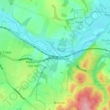 Carte topographique Milford, altitude, relief