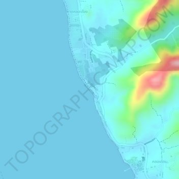 Carte topographique Khlong Khong Beach, altitude, relief