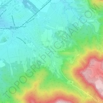 Carte topographique Thanheim, altitude, relief