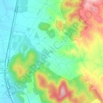 Carte topographique Cupi, altitude, relief