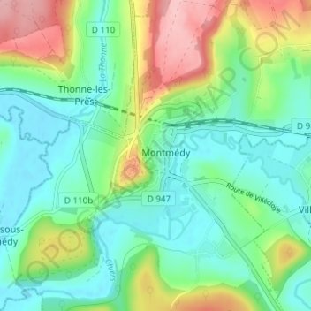 Carte topographique Ville basse, altitude, relief