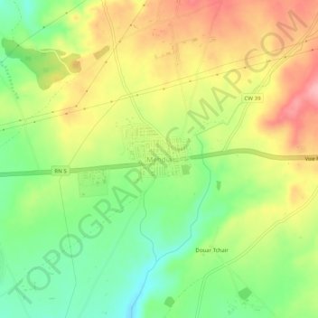 Carte topographique Mehdia, altitude, relief