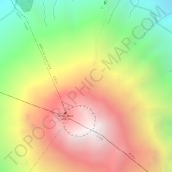Carte topographique Volcán Tungurahua, altitude, relief