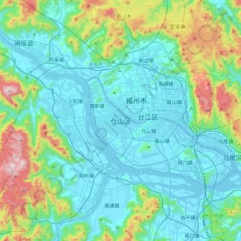 Carte topographique Cangshan, altitude, relief