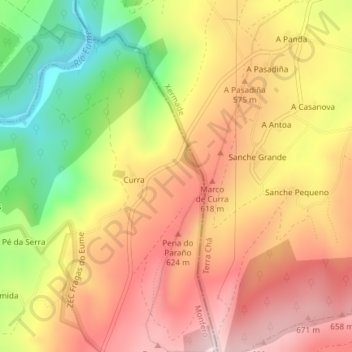 Carte topographique Marco de Curra, altitude, relief