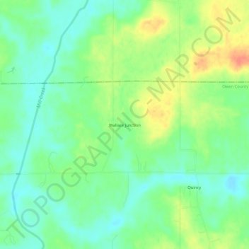 Carte topographique Wallace Junction, altitude, relief