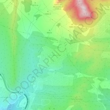 Carte topographique La Berzosa, altitude, relief