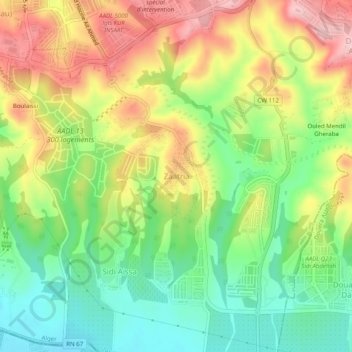 Carte topographique Zaatria, altitude, relief