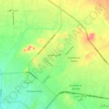 Carte topographique Gulshan-e-Maymar, altitude, relief