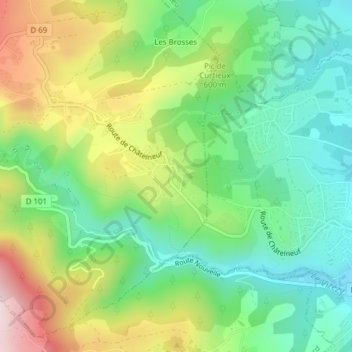 Carte topographique Chanteperdrix, altitude, relief