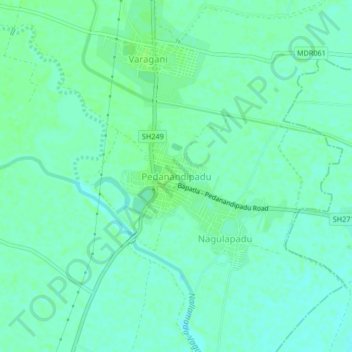 Carte topographique Pedanandipadu, altitude, relief