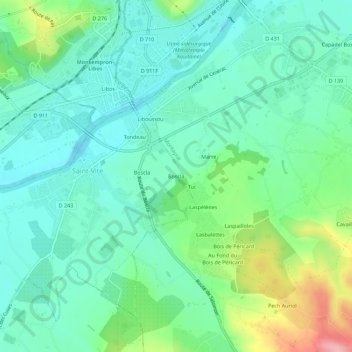 Carte topographique Boscla, altitude, relief