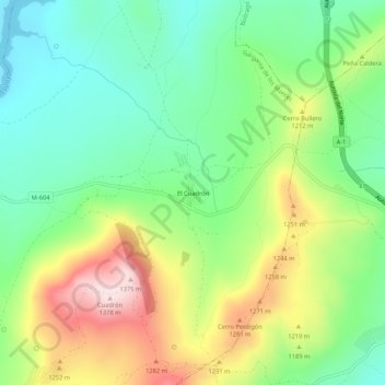 Carte topographique El Cuadrón, altitude, relief