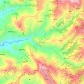 Carte topographique Dhamun, altitude, relief