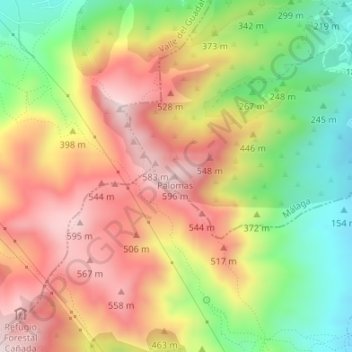 Carte topographique Pico Palomas, altitude, relief