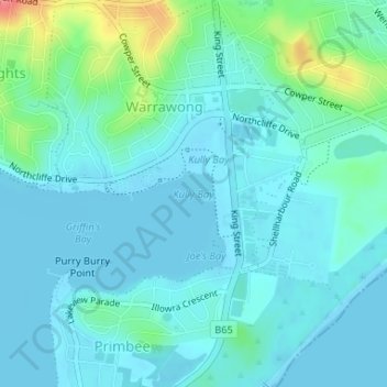 Carte topographique Kully Bay, altitude, relief