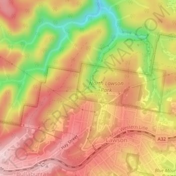 Carte topographique Dantes Glen, altitude, relief