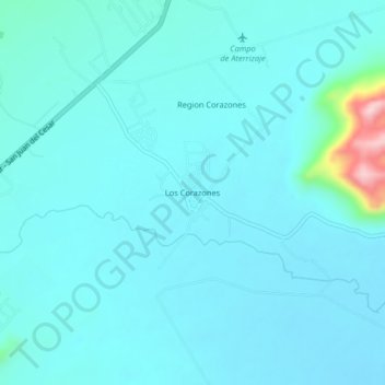 Carte topographique Los Corazones, altitude, relief