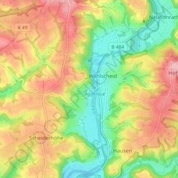 Carte topographique Schiffarth, altitude, relief