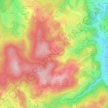 Carte topographique Les Bordes, altitude, relief