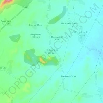 Carte topographique Patiyala Ki Dhani, altitude, relief