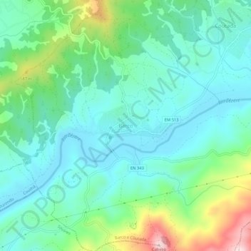 Carte topographique Barco, altitude, relief