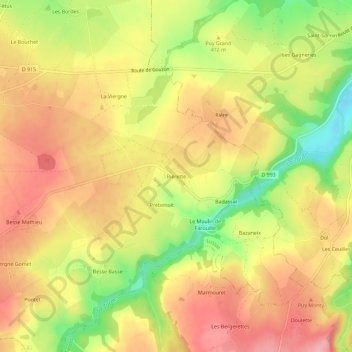 Carte topographique Riérette, altitude, relief