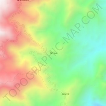 Carte topographique Tamao, altitude, relief