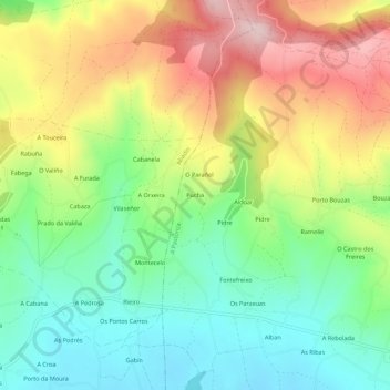 Carte topographique Pucha, altitude, relief