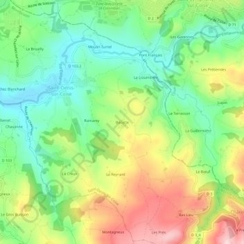 Carte topographique Bécotte, altitude, relief