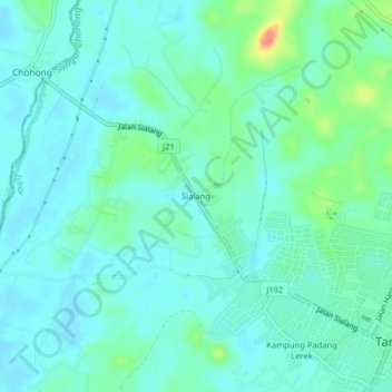 Carte topographique Sialang, altitude, relief