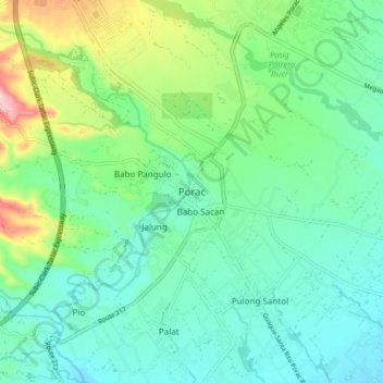 Carte topographique Porac, altitude, relief