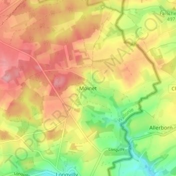 Carte topographique Moinet, altitude, relief