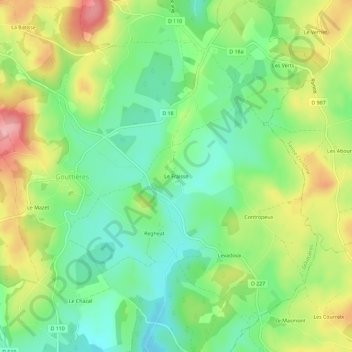 Carte topographique Le Fraisse, altitude, relief