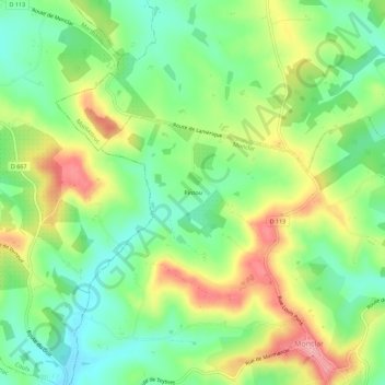 Carte topographique Pintou, altitude, relief