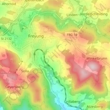 Carte topographique Schönbrunn, altitude, relief