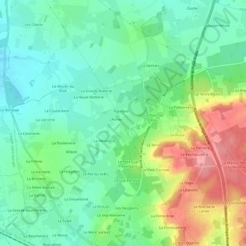 Carte topographique Beurre, altitude, relief