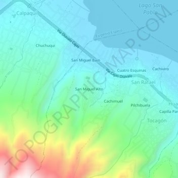 Carte topographique San Miguel Alto, altitude, relief