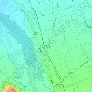 Carte topographique Lotissement de la Plaine, altitude, relief