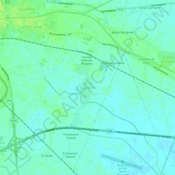 Carte topographique Aguscello, altitude, relief