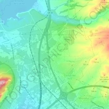 Carte topographique El Chaparral, altitude, relief