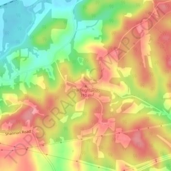 Carte topographique The Highlands, altitude, relief